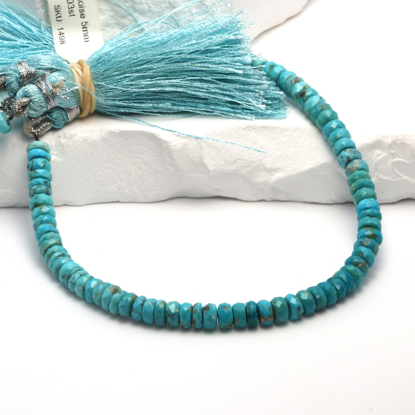 Ombre Natural Blue Turquoise 5mm Faceted Rondelles Bead Strand