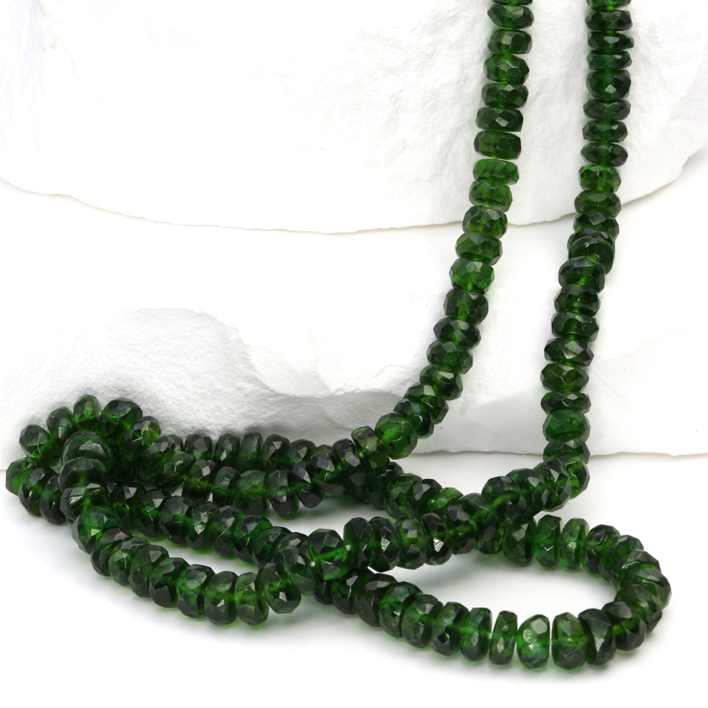 Green Chrome Diopside 5mm Faceted Rondelles Bead Strand