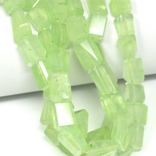 Green Prehnite 8x6mm – 11x9mm Faceted Nuggets Bead Strand