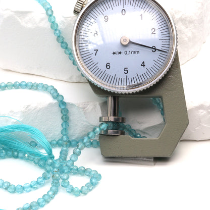 Sea Blue Apatite 3mm Faceted Rondelles Bead Strand