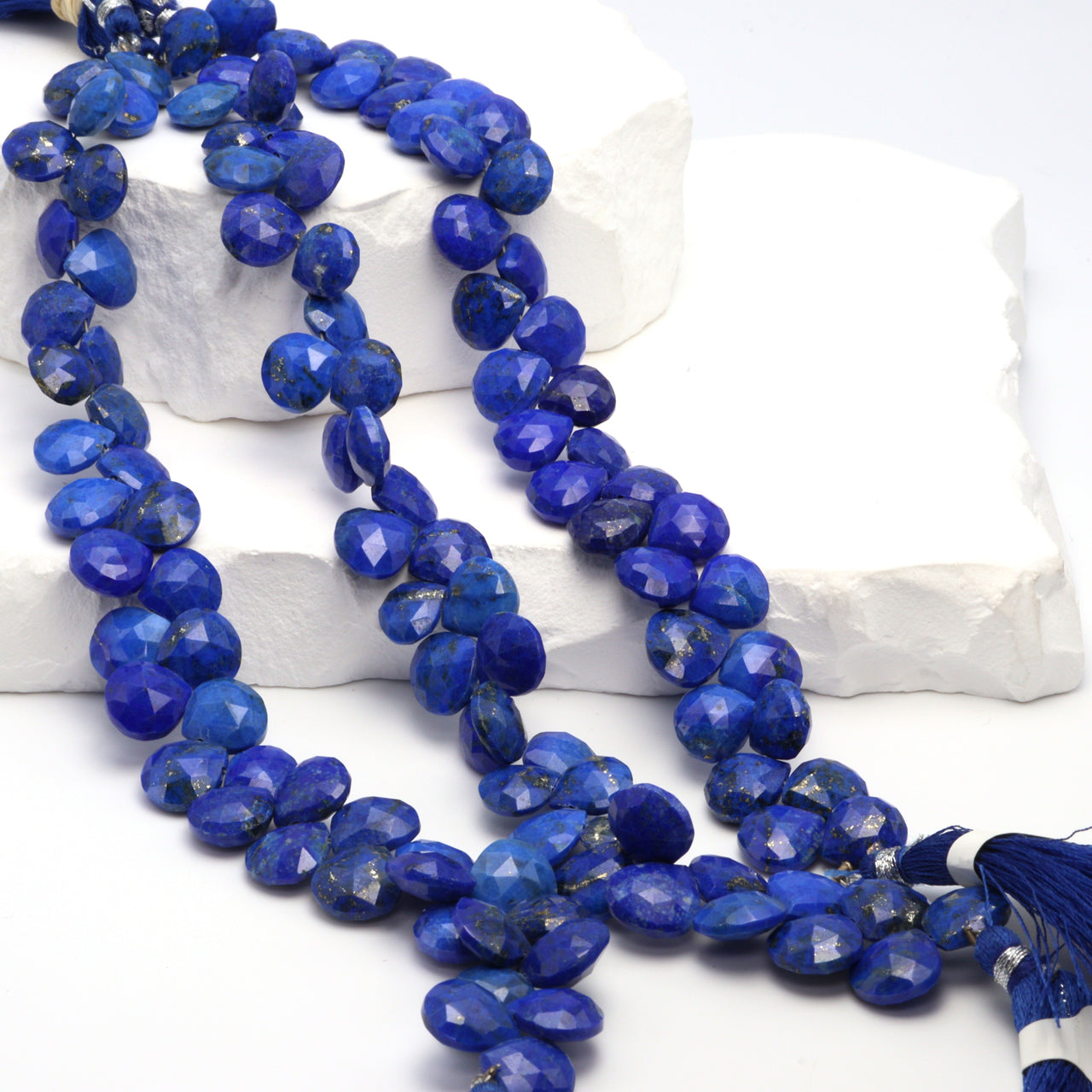 Royal Blue Lapis Lazuli 10mm Faceted Heart Shaped Briolettes