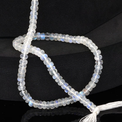 AA Blue Rainbow Moonstone 4.5mm Faceted Rondelles