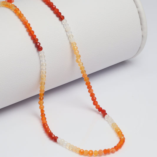 Orange Mexican Fire Opal 2mm Faceted Rondelles Bead Strand