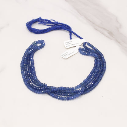 Royal Blue Sapphire 3mm Faceted Rondelles