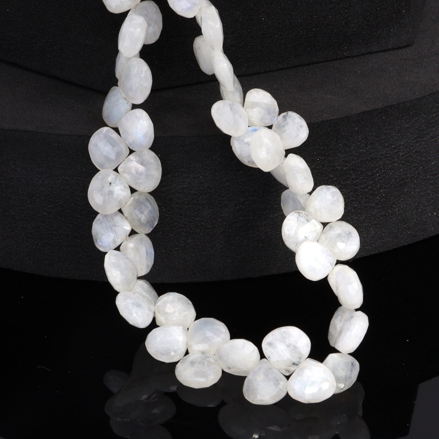 Blue Rainbow Moonstone 8mm Faceted Heart Shaped Briolettes