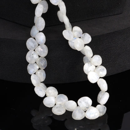 Blue Rainbow Moonstone 8mm Faceted Heart Shaped Briolettes