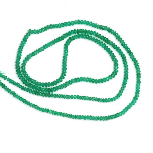 Green Emerald 2mm - 2.5mm Smooth Rondelles Bead Strand