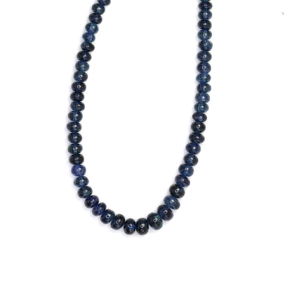Dark Navy Blue Sapphire 3.5mm - 4.5mm Smooth Rondelles Bead Strand