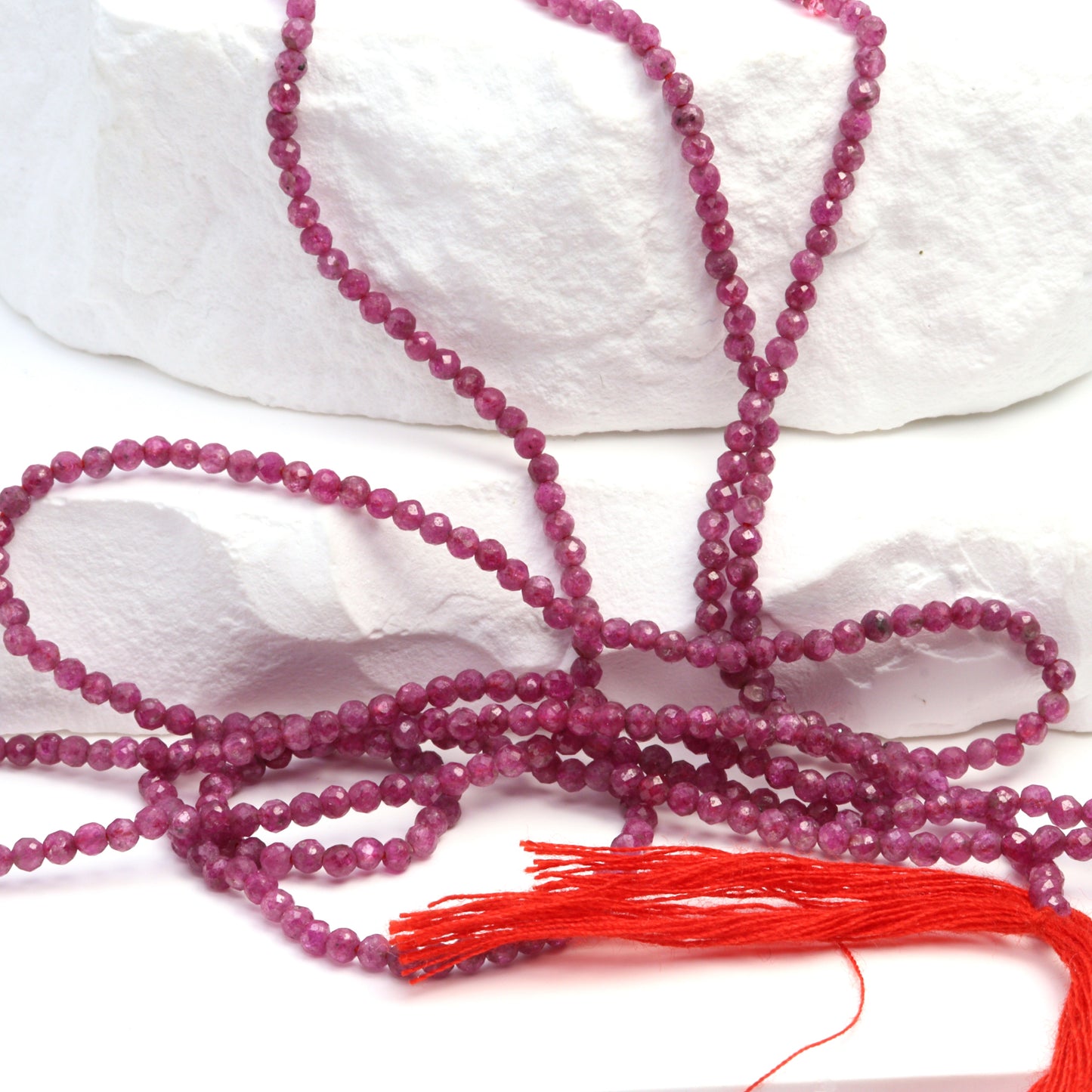 Ruby 2mm Faceted Rounds Bead Strand