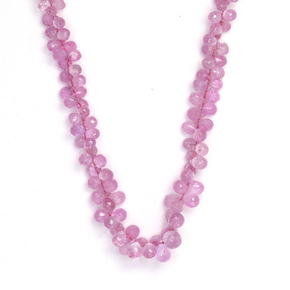 Light Pink Sapphire 5x3mm - 6x4mm Faceted Teardrop Briolettes Bead Strand