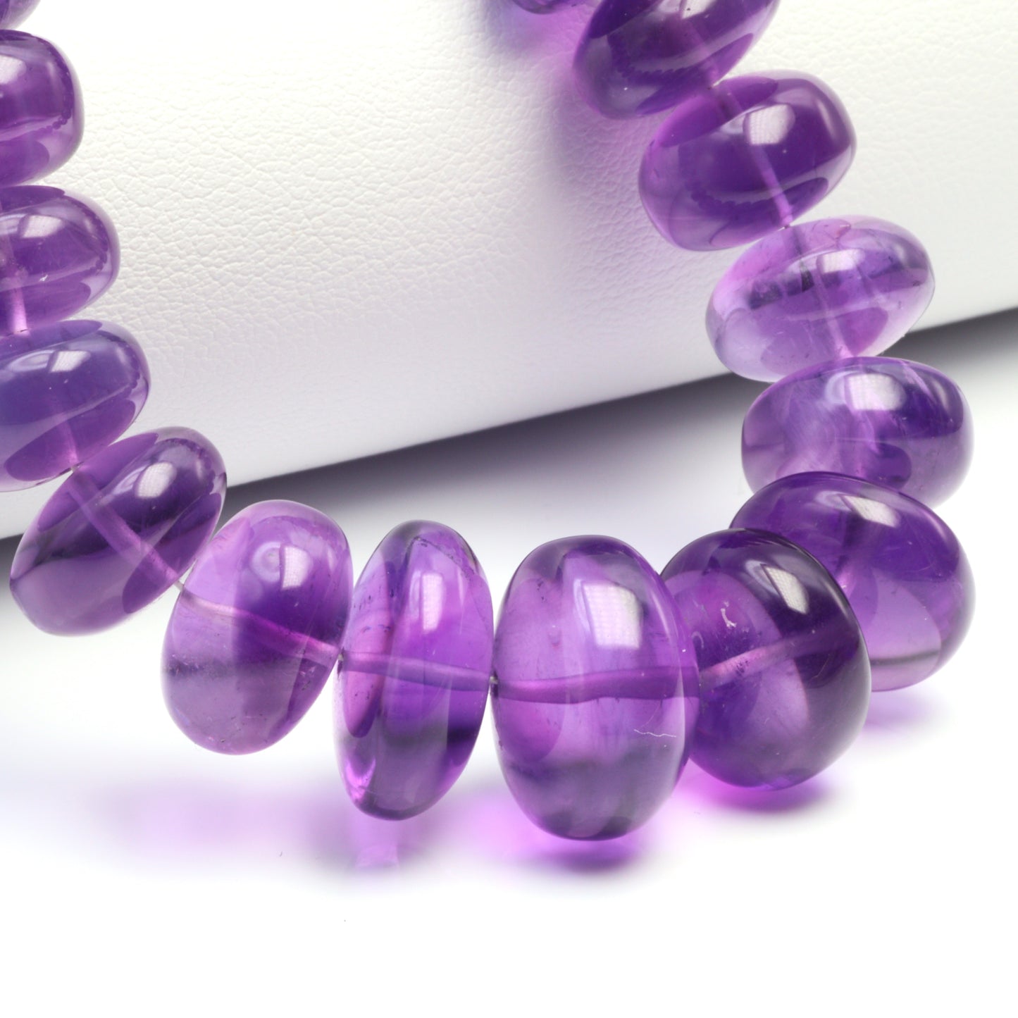 Purple Amethyst 10mm - 16mm Smooth Rondelles Bead Strand