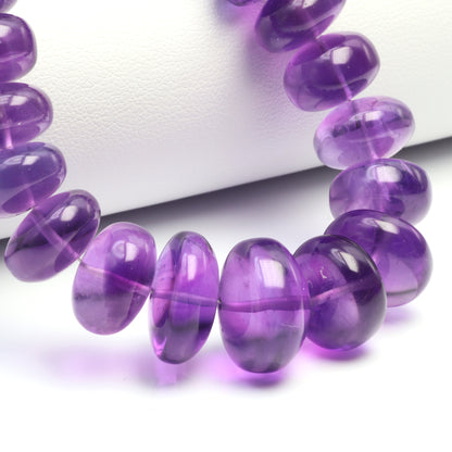 Purple Amethyst 10mm - 16mm Smooth Rondelles Bead Strand