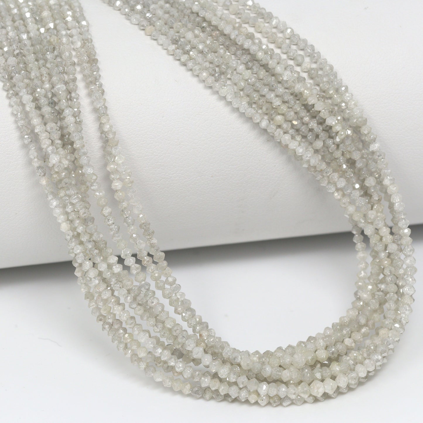 Gray Diamond 1.5mm – 2.5mm Hand Faceted Rondelles Bead Strand