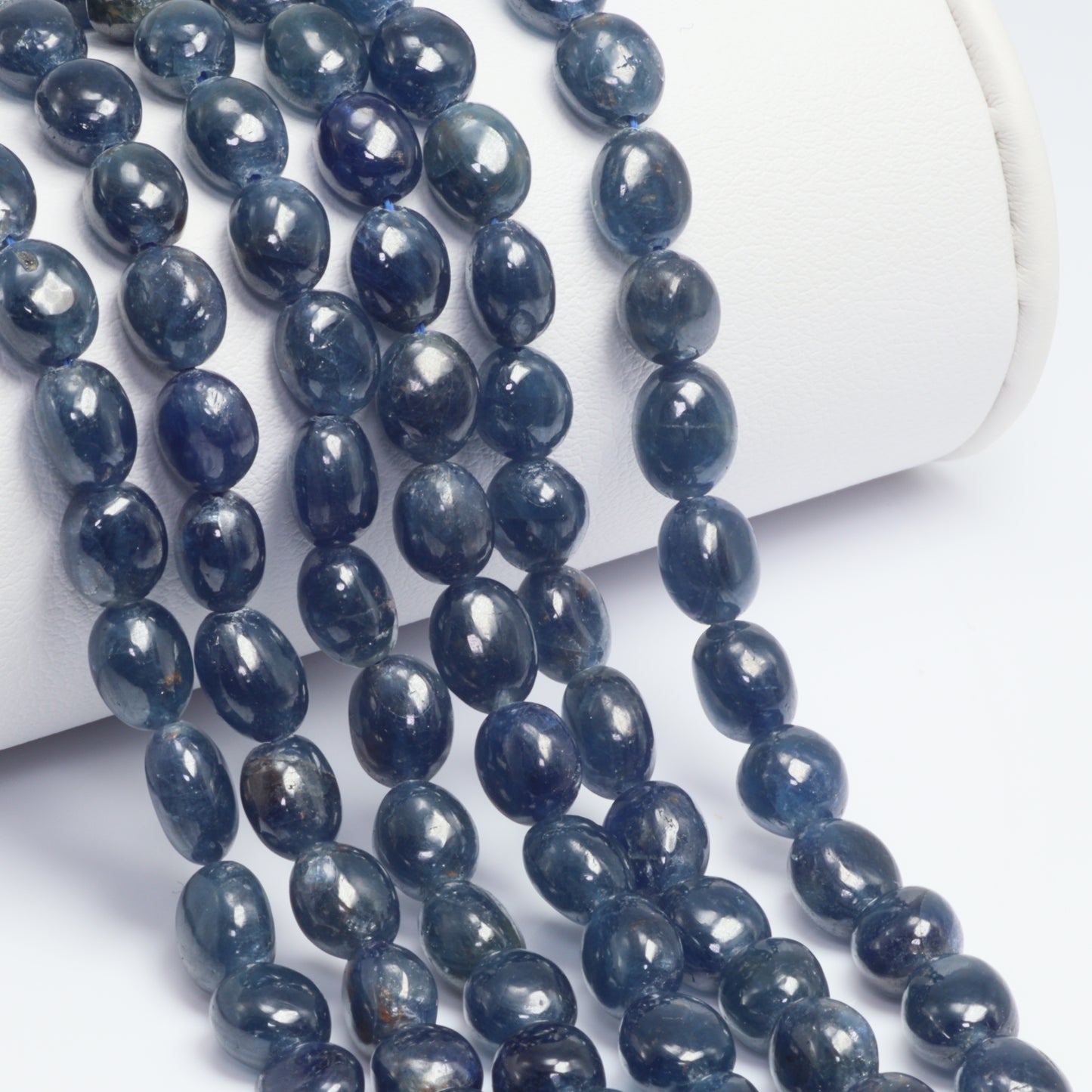 Blue Sapphire 5x7mm - 6x8mm Smooth Nuggets Bead Strand