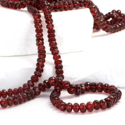 Red Garnet 5.5-6.5mm Faceted Rondelles Bead Strand