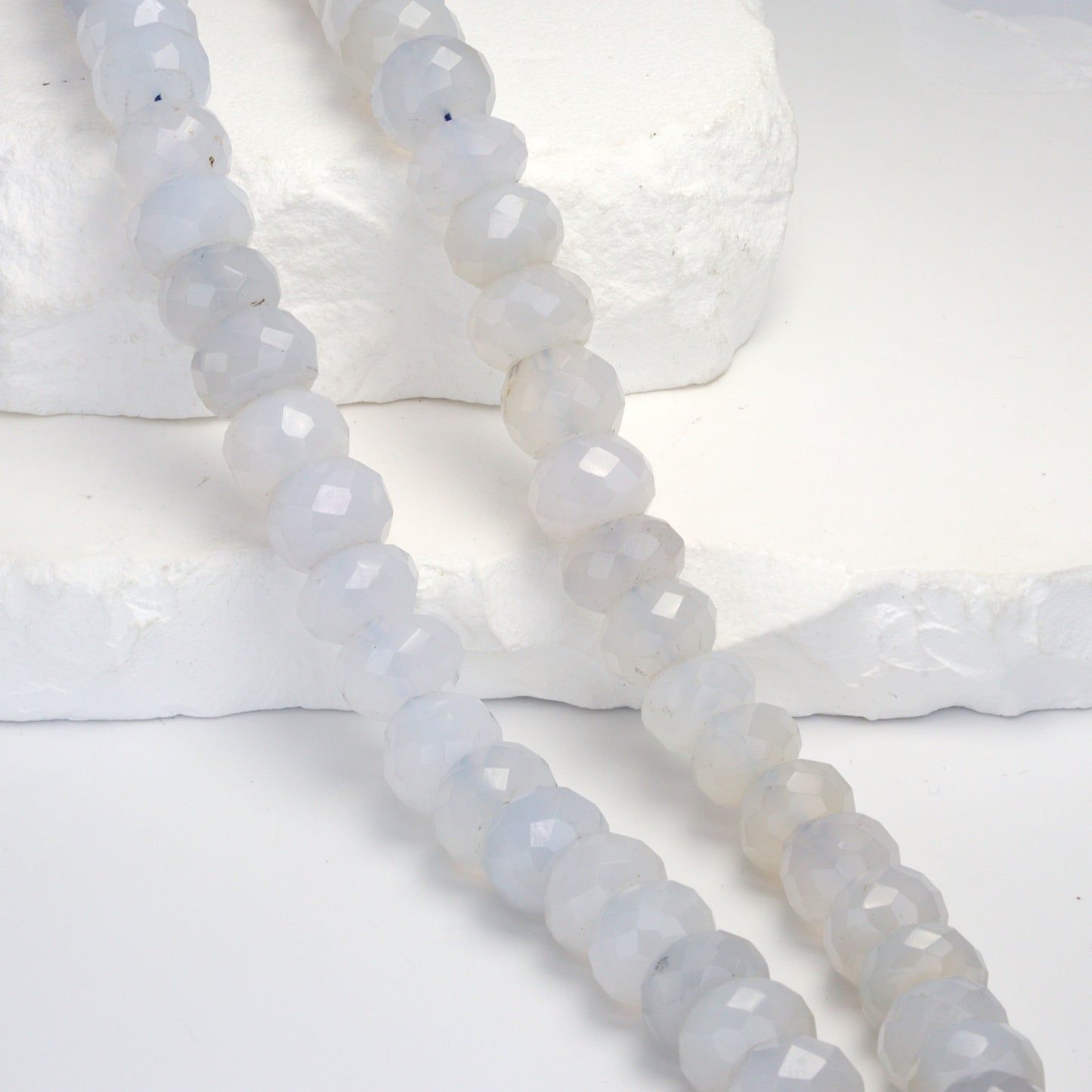 Natural Blue Chalcedony 12mm Faceted Rondelles