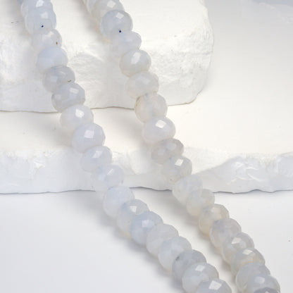 Natural Blue Chalcedony 12mm Faceted Rondelles