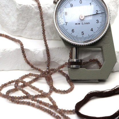Chocolate Moonstone 2mm Faceted Rounds Bead Strand
