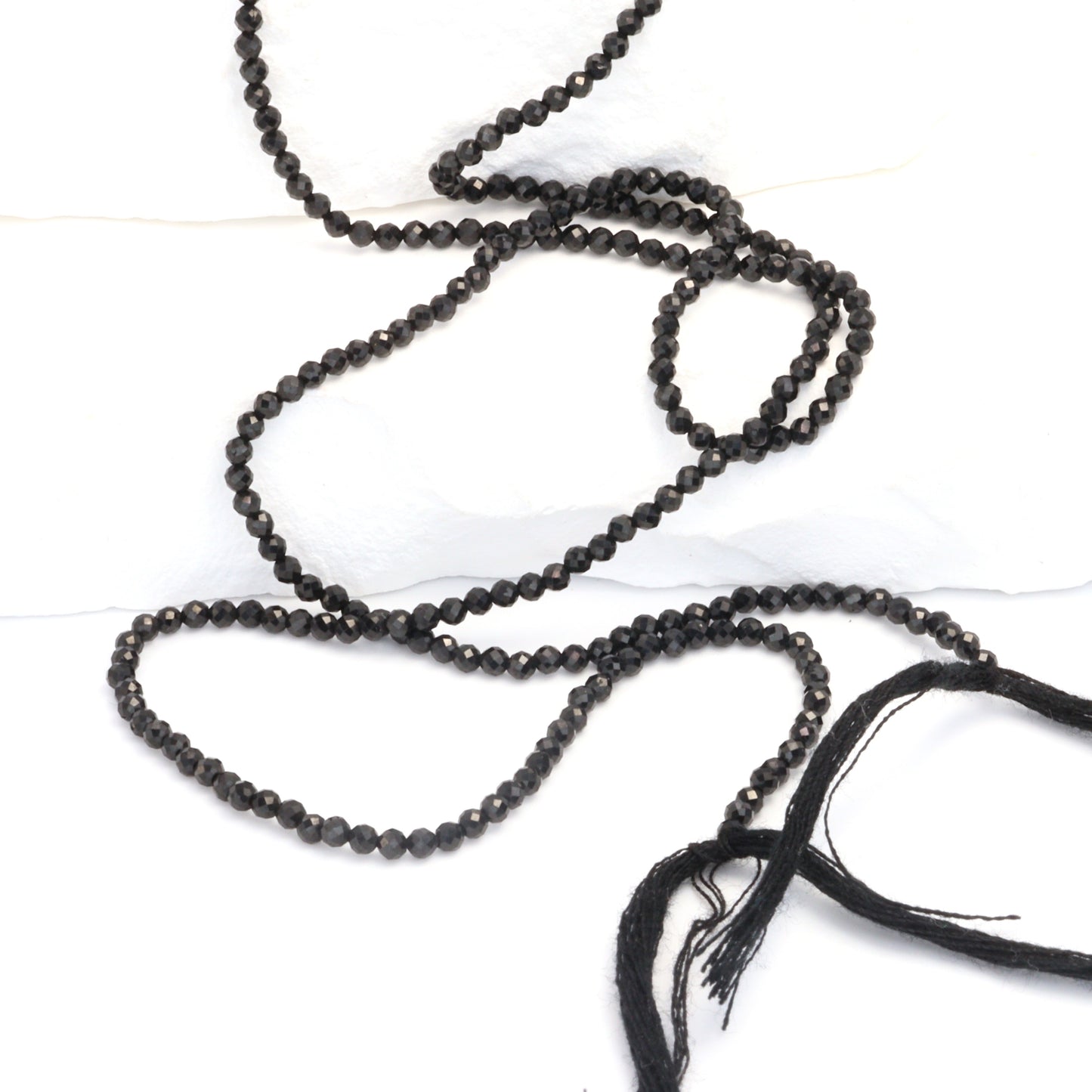 Black Spinel 2mm Faceted Rounds Bead Strand