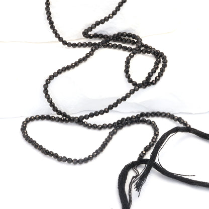 Black Spinel 2mm Faceted Rounds Bead Strand