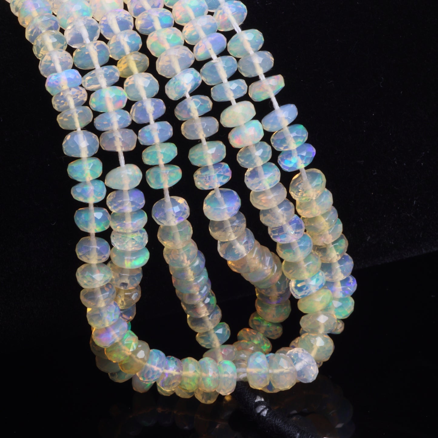 White Ethiopian Opal 5mm Faceted Rondelles