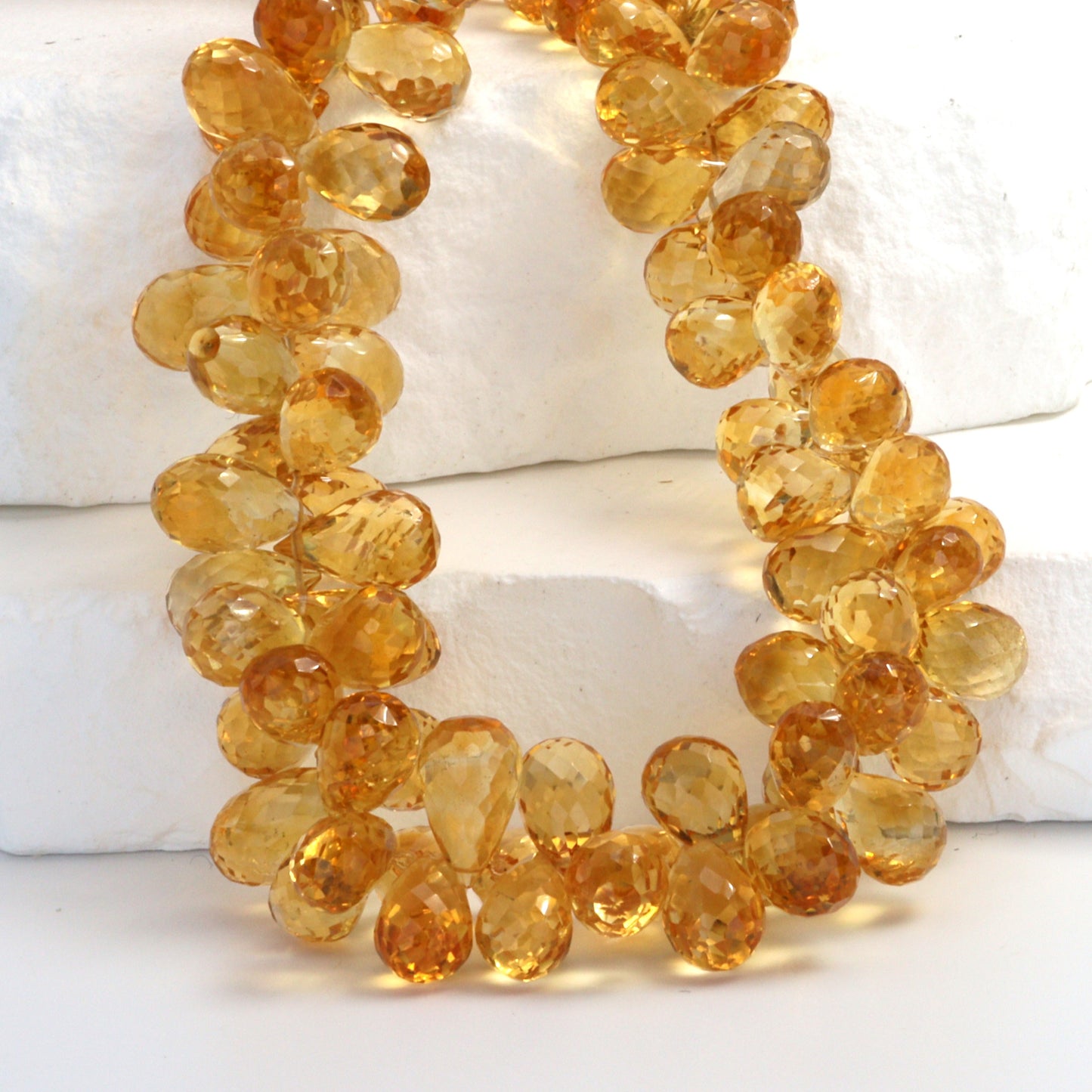 Yellow Citrine 9x6mm Faceted Teardrop Briolettes