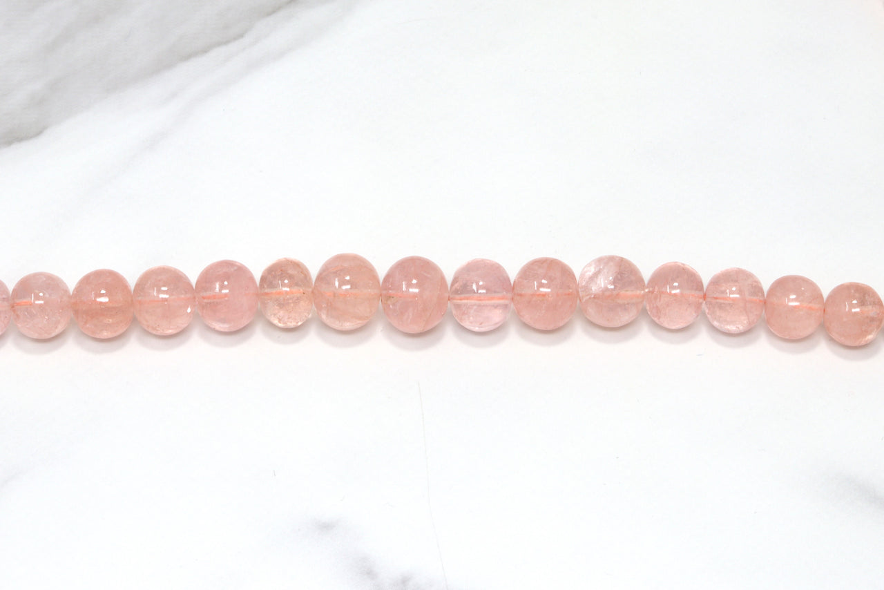 Pink Morganite 6mm-11mm Smooth Rondelles 1 Strand Bead Necklace