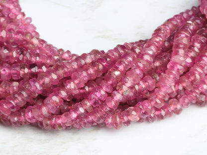 Pink Tourmaline 3mm Faceted Rondelles