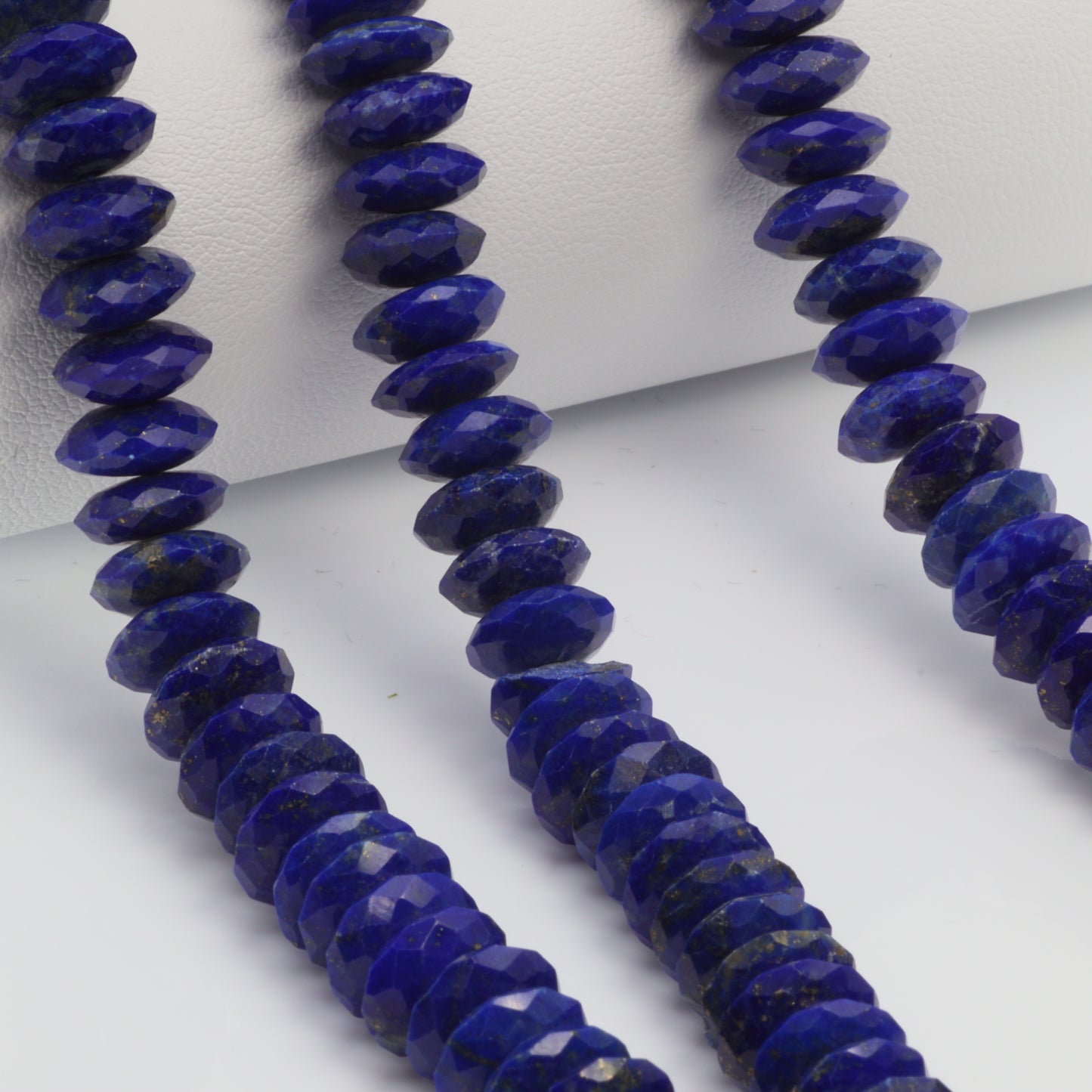 Royal Blue Lapis Lazuli 10mm German Cut Faceted Rondelles Bead Strand