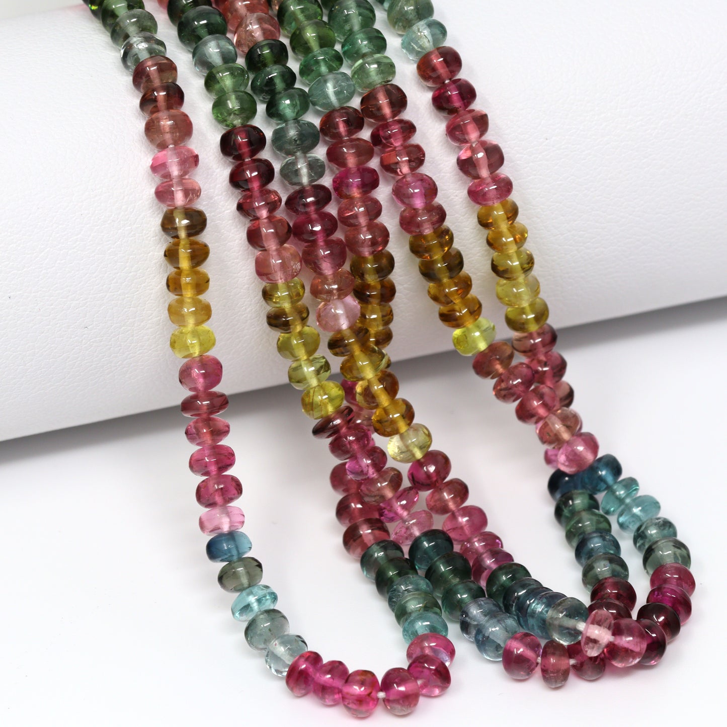 Watermelon Tourmaline 4.5mm Smooth Rondelles Bead Strand