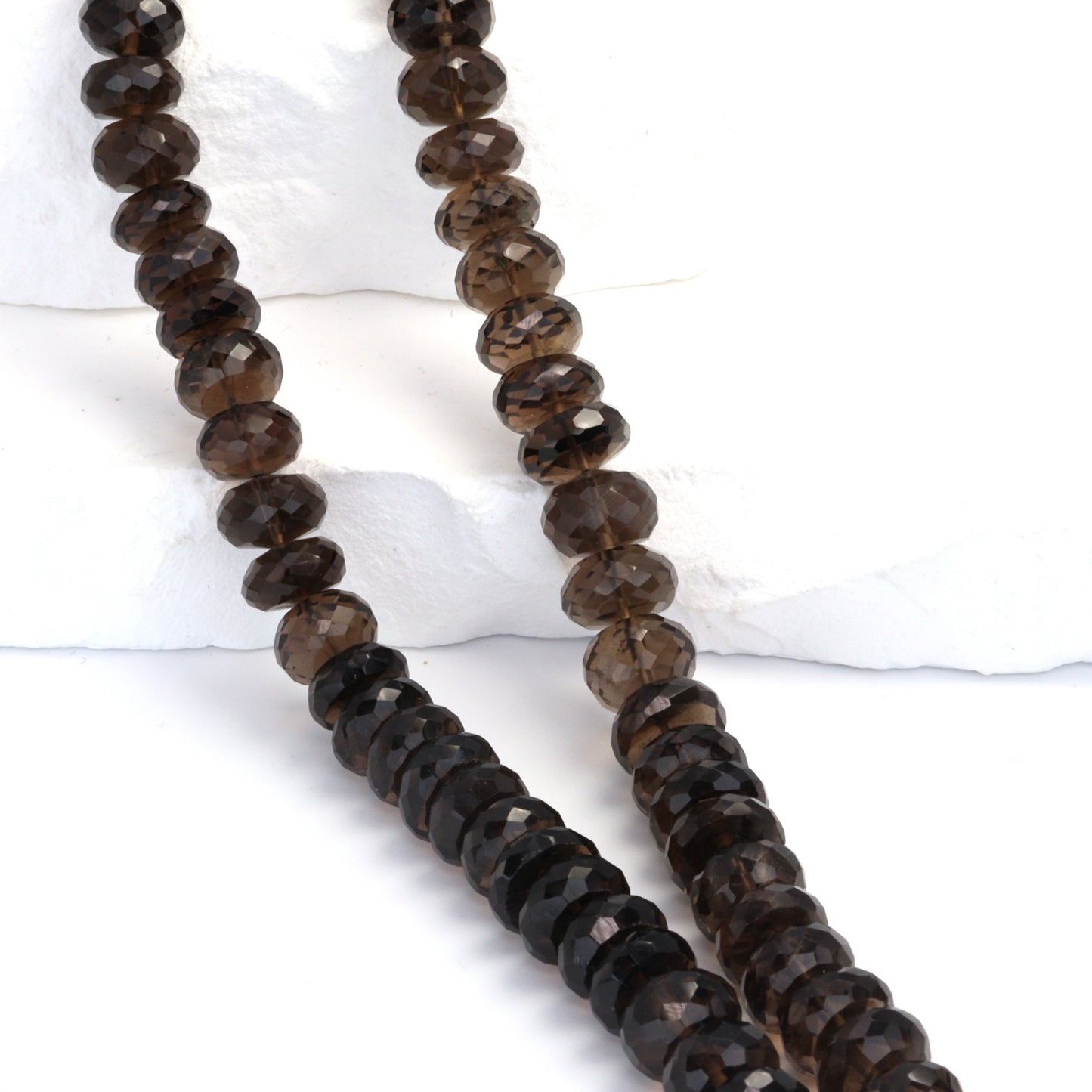 Brown Smoky Quartz 9mm Faceted Rondelles Bead Strand