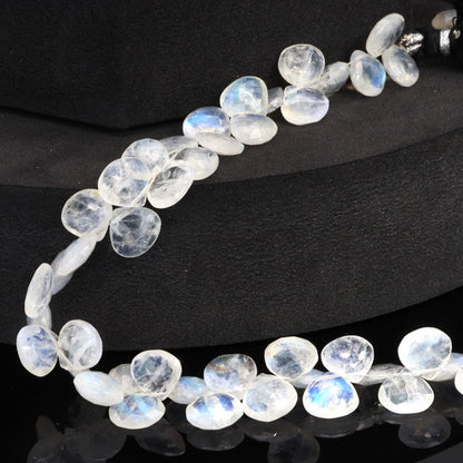 Blue Rainbow Moonstone 9mm Faceted Heart Shaped Briolettes Bead Strand