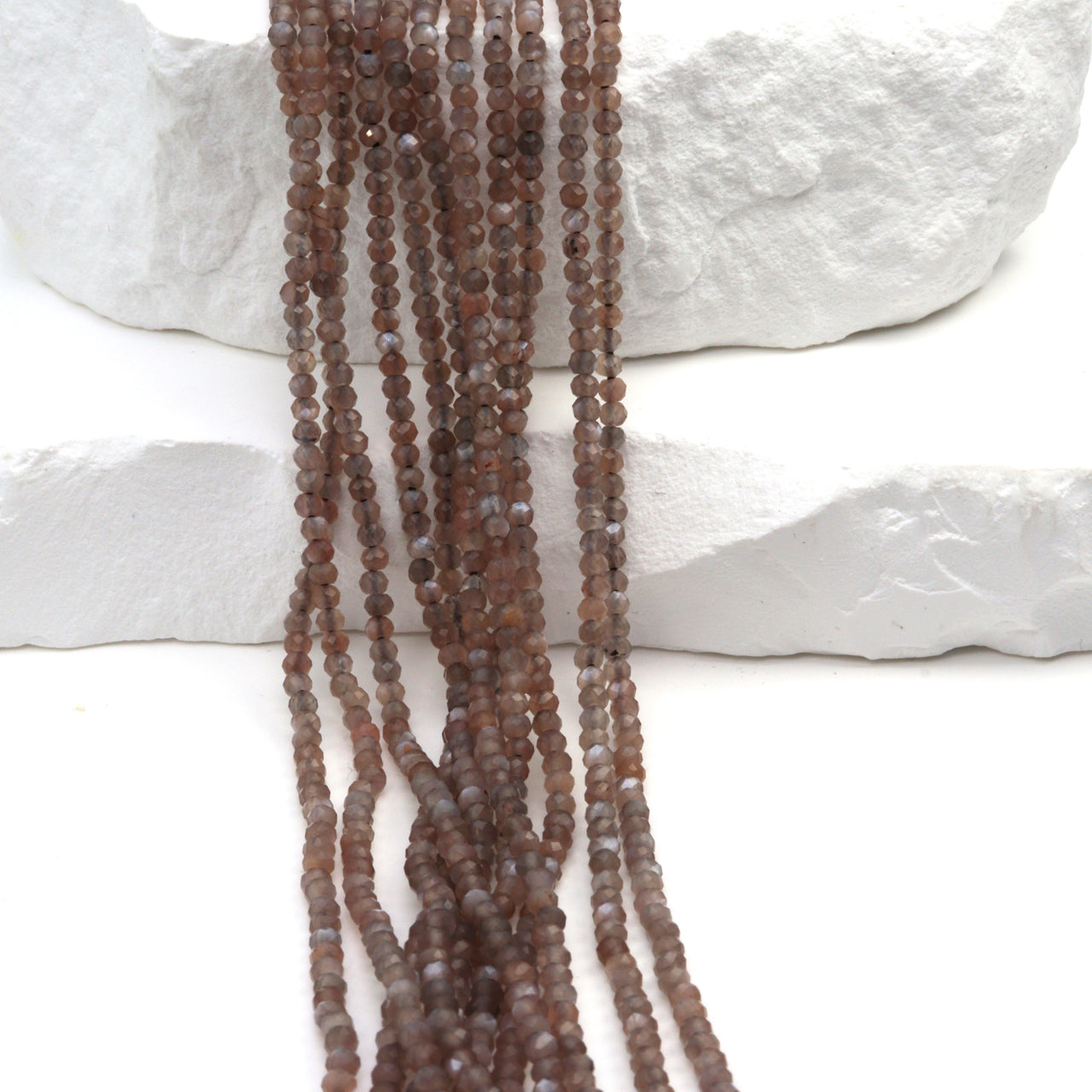 Chocolate Moonstone 2mm Faceted Rounds Bead Strand