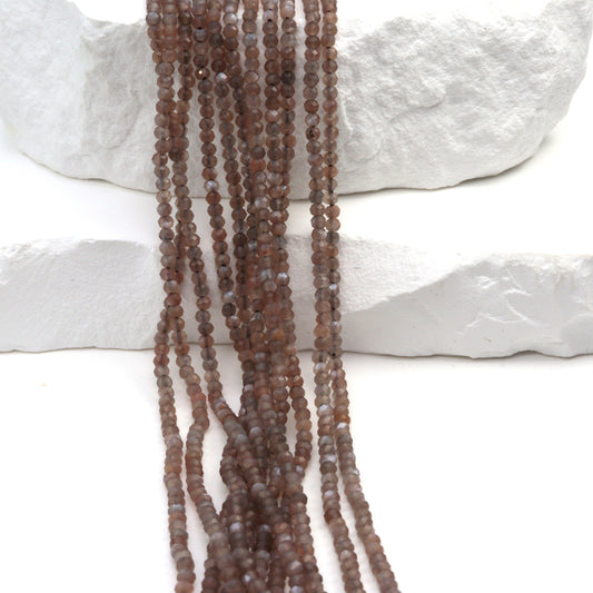 Chocolate Moonstone 2mm Faceted Rounds Bead Strand