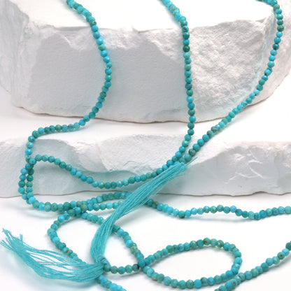 AAA Natural Blue Turquoise 2mm Faceted Rounds Bead Strand