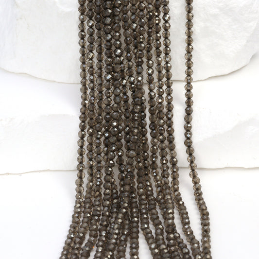 Coated Brown Smoky Quartz 2.5mm Faceted Rounds Bead Strand
