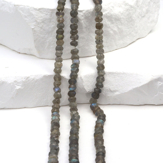 Blue Labradorite 4mm Faceted Rondelles