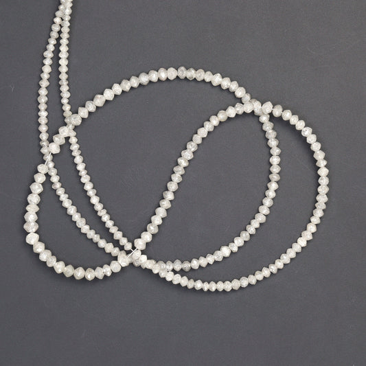 Gray Diamond 1.5mm - 3mm Hand Faceted Rondelles Bead Strand