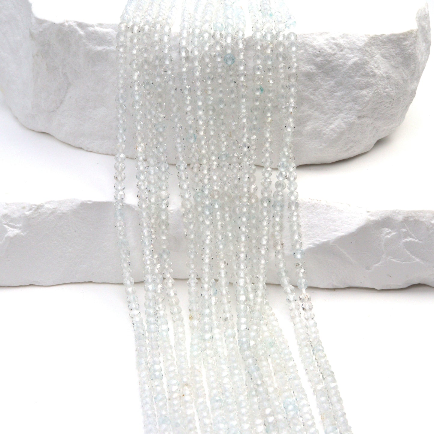 White Topaz 2mm Faceted Rounds Bead Strand