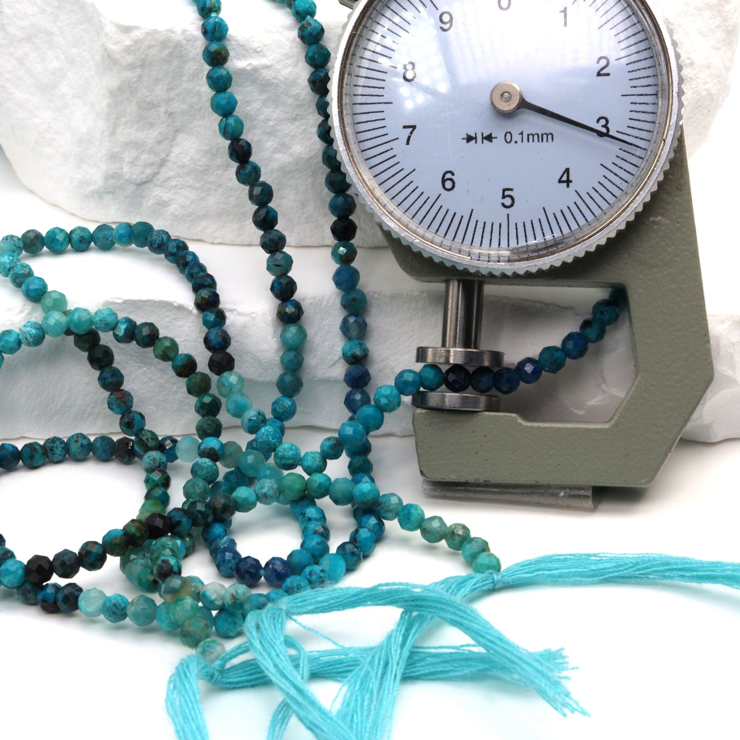 Ombre Chrysocolla 3mm Faceted Rounds Bead Strand