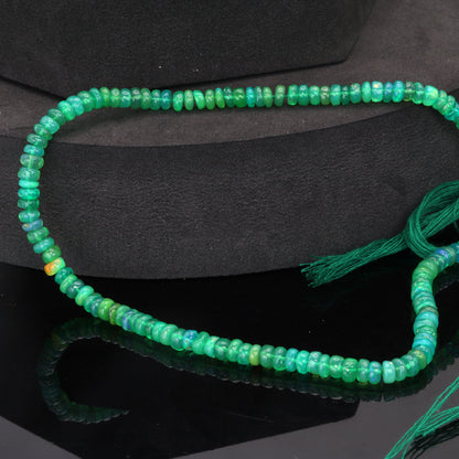 Green Ethiopian Opal 4.5mm Smooth Rondelles Bead Strand