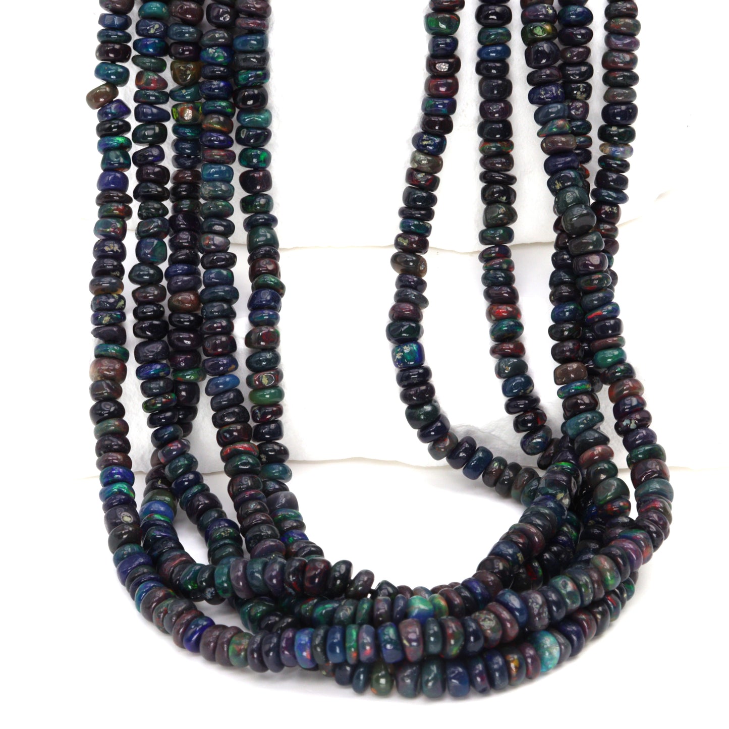 Black Ethiopian Opal 3.5mm Smooth Rondelles Bead Strand