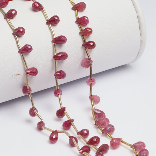 Red Ruby 5x3mm Faceted Teardrop Briolettes Bead Strand