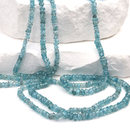 Blue Zircon 3mm Faceted Rondelles
