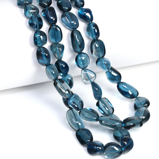 London Blue Topaz 6x5mm – 9x7mm Smooth Nuggets Bead Strand