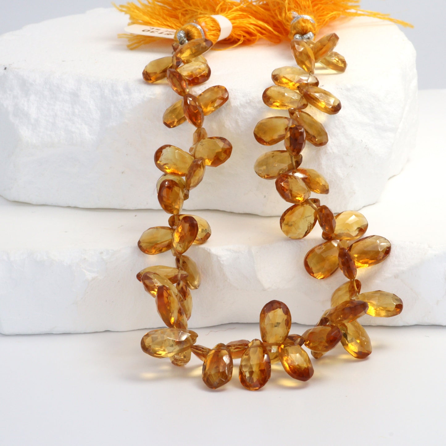 Orange Madeira Citrine 9x6mm Faceted Pear Shaped Briolettes Bead Strand