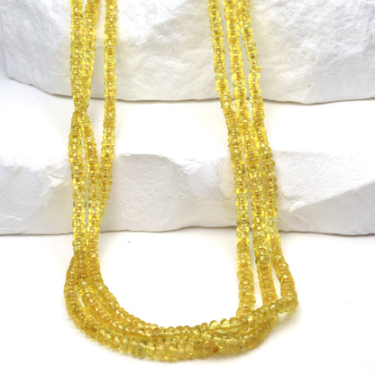 Yellow Sapphire 2.5mm - 3.0mm Smooth Rondelles Bead Strand