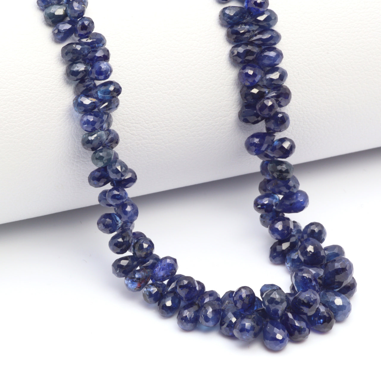 Navy Blue Sapphire 5x3mm - 6x4mm Faceted Teardrop Briolettes Bead Strand