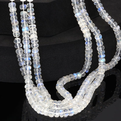 AA Blue Rainbow Moonstone 5.5mm Faceted Rondelles Bead Strand
