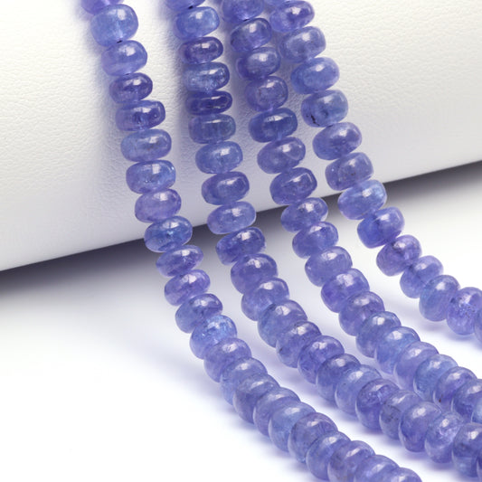 Blue Tanzanite 4mm - 5.5mm Smooth Rondelles Bead Strand